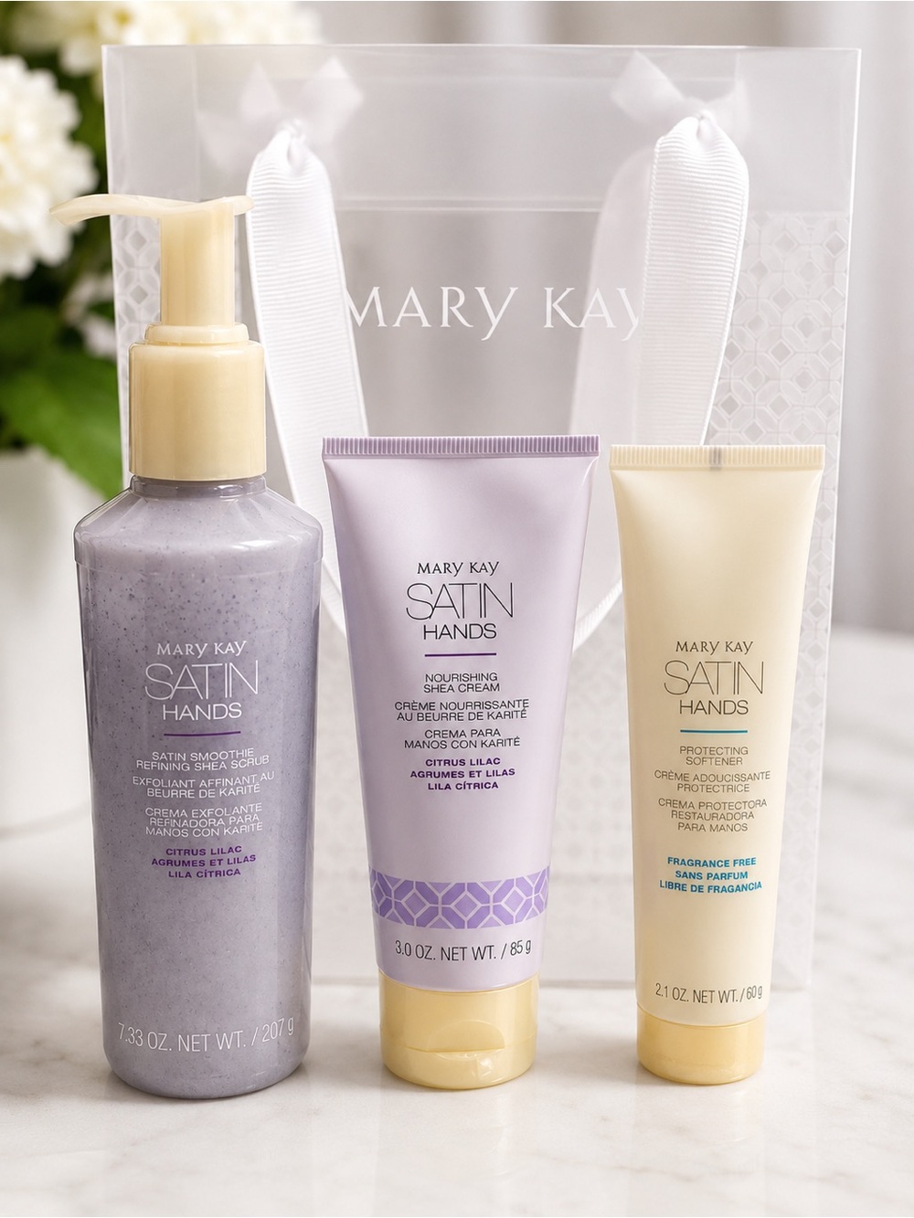 Mary Kay Satin Hands Pampering Set Citrus Lilac New